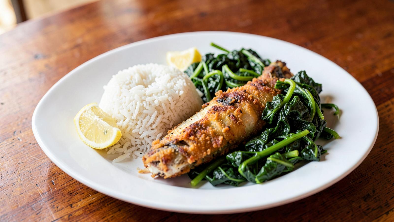 Wali na samaki wa kukaanga tayari kwa delivery